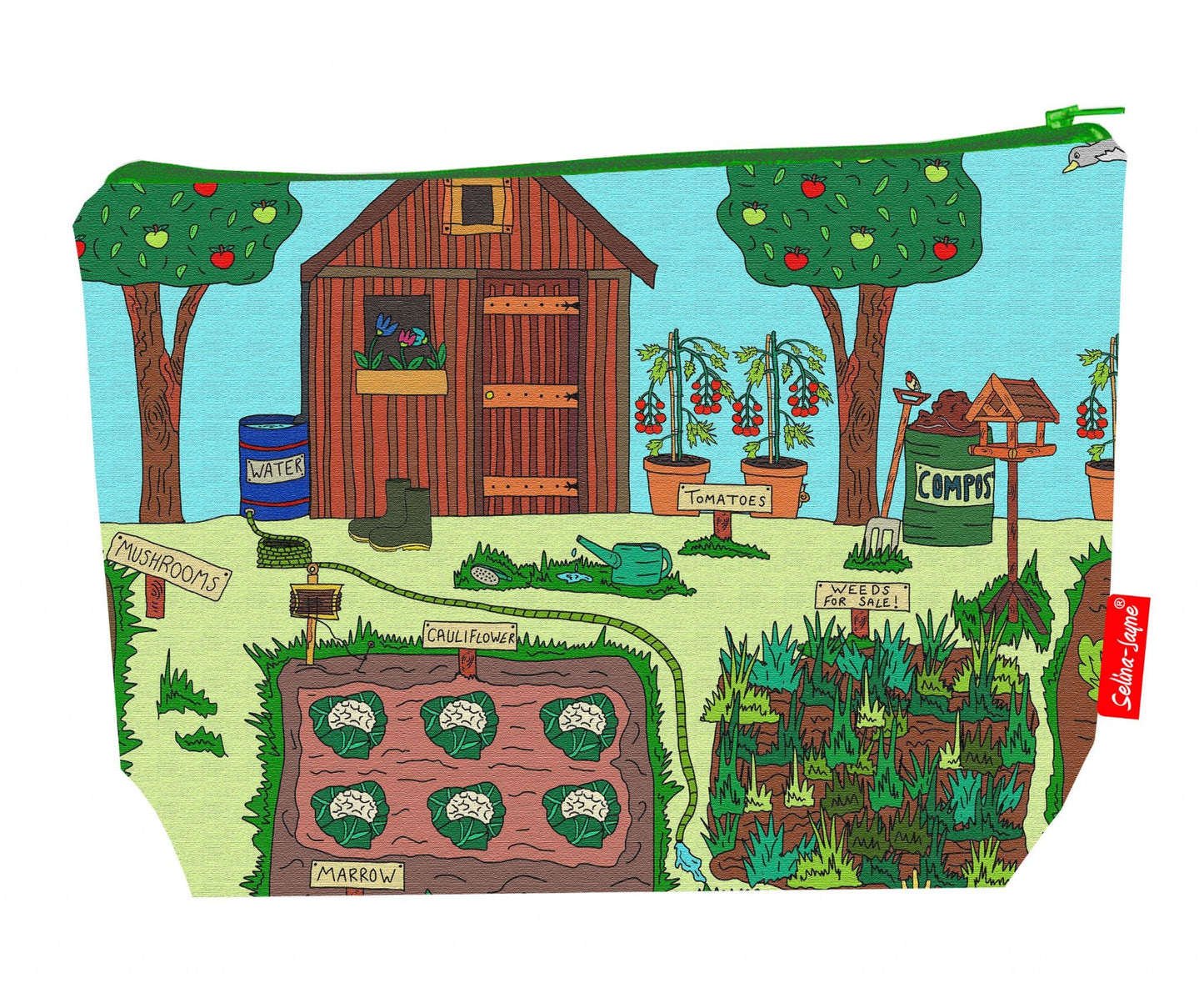 Premium gardening wash bag with vibrant allotment HD print and washable lining