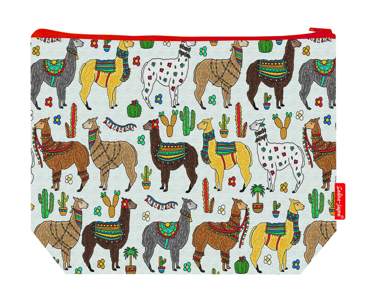 Premium animal lover wash bag with vibrant alpaca HD print and washable lining