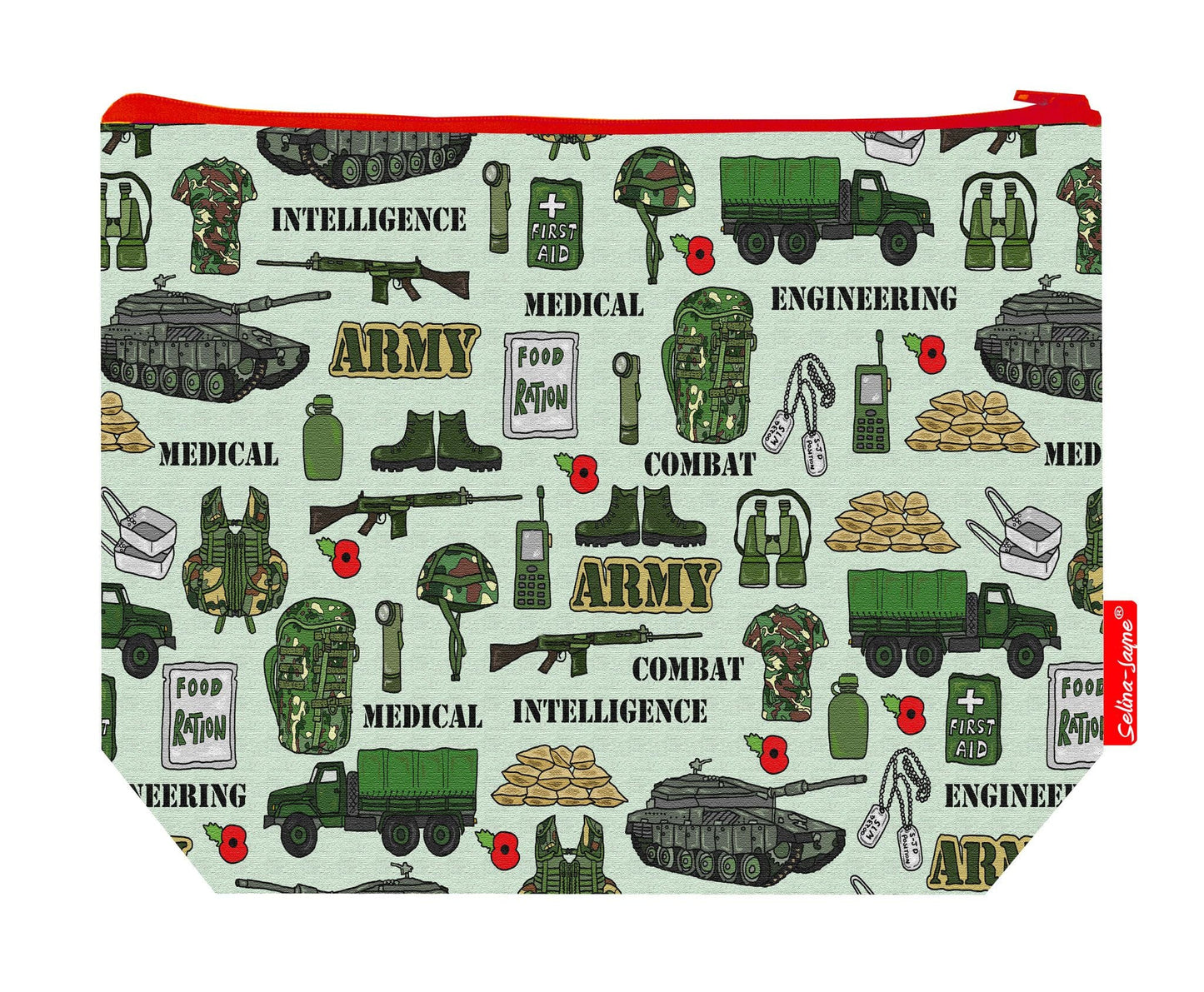 Premium military wash bag with vibrant army HD print and washable lining