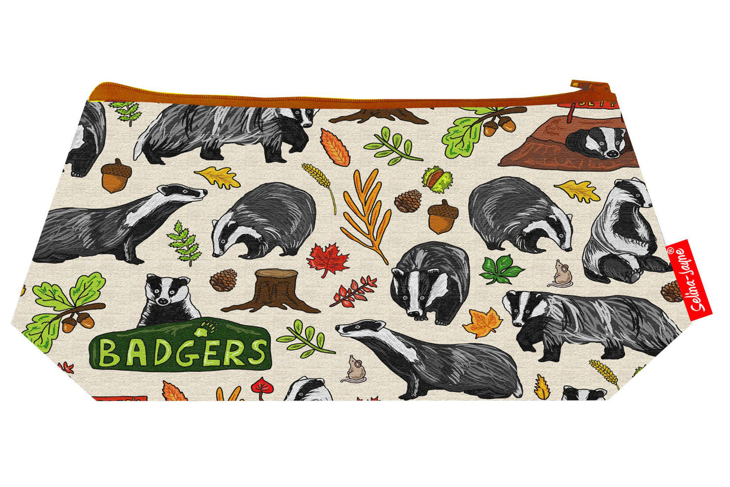 British wildlife-themed makeup bag showing wipe-clean lining and durable close weave polyester construction