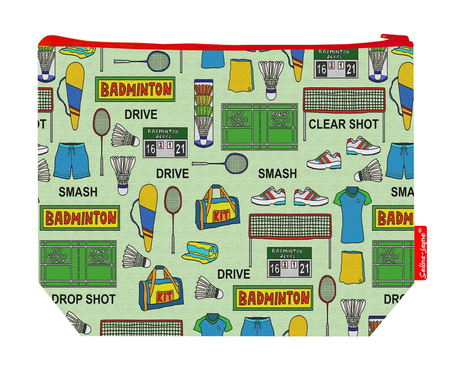 Premium sports lover wash bag with vibrant badminton HD print and washable lining