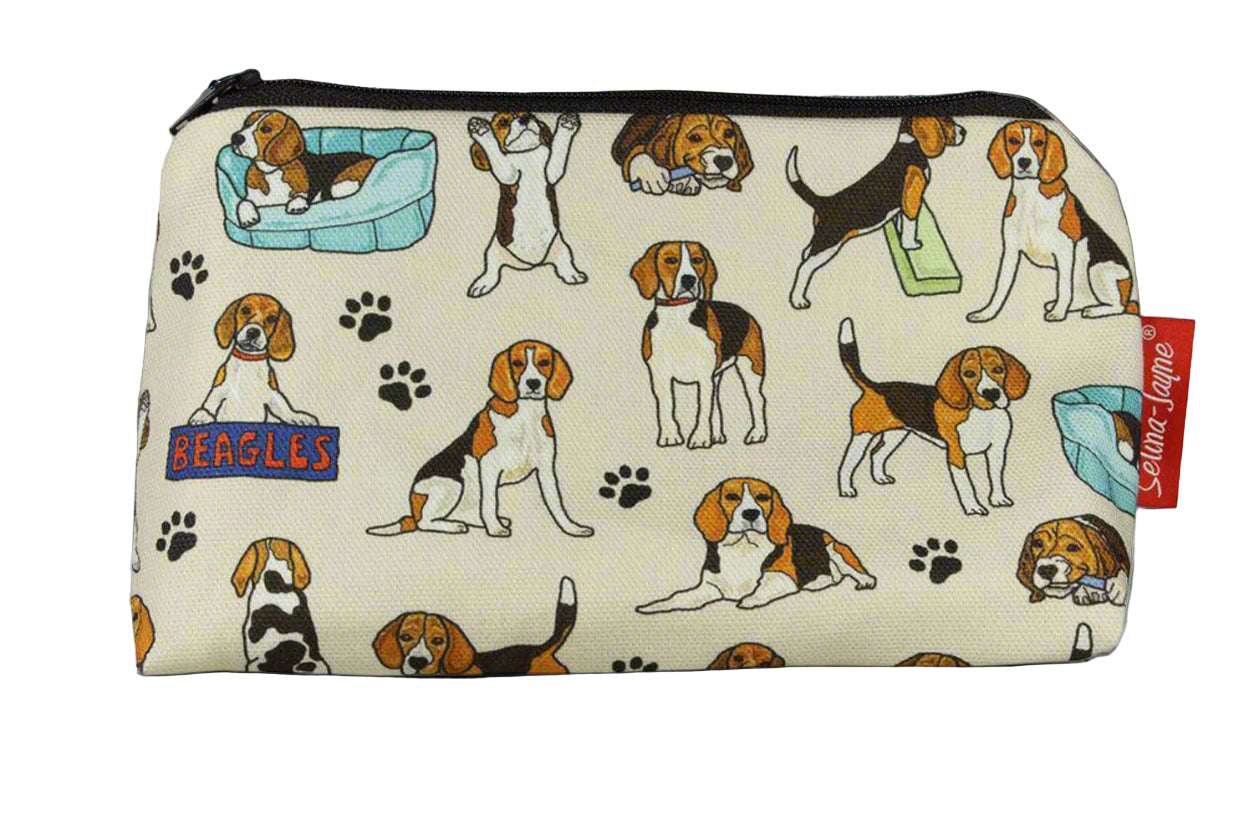 Beagle makeup bag showing premium quality and wipe-clean lining