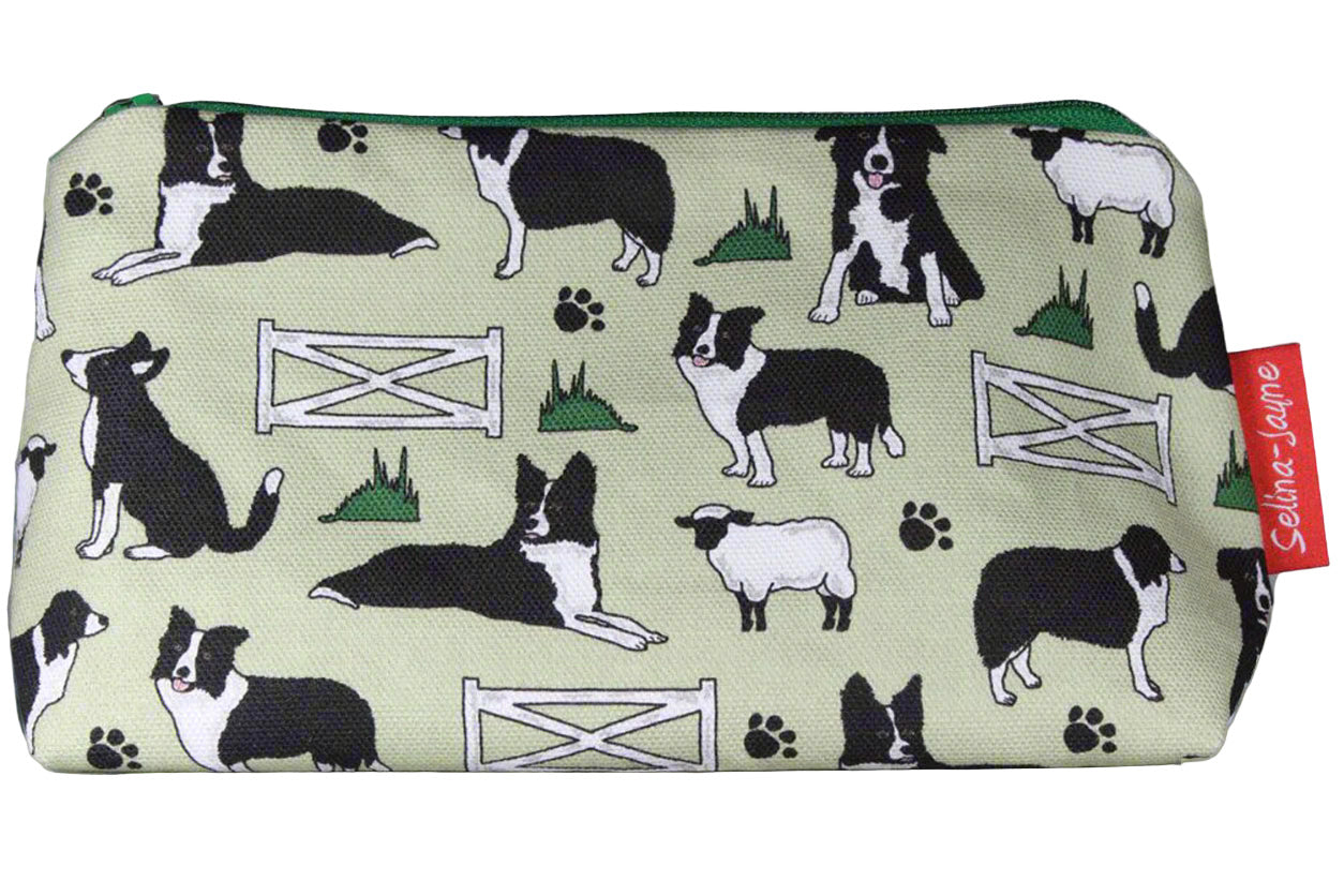 Border Collie makeup bag showing premium quality and wipe-clean lining