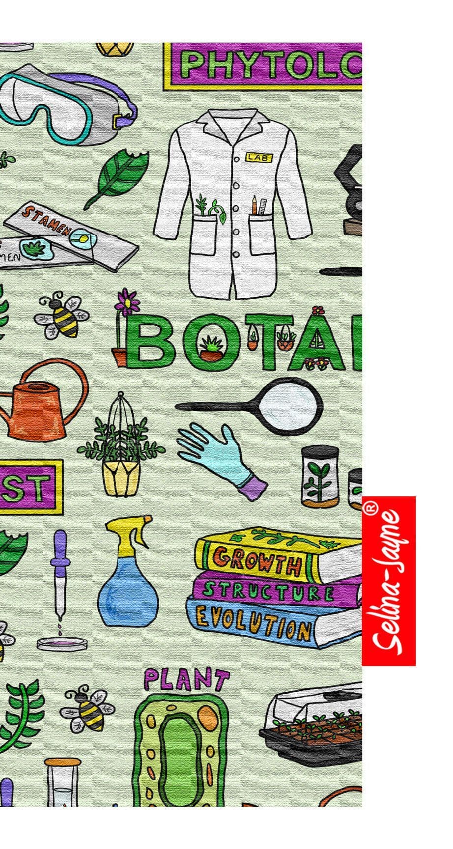 Premium botanist soft glasses case — vibrant plant print, colour-coordinated fastener by Selina-Jayne