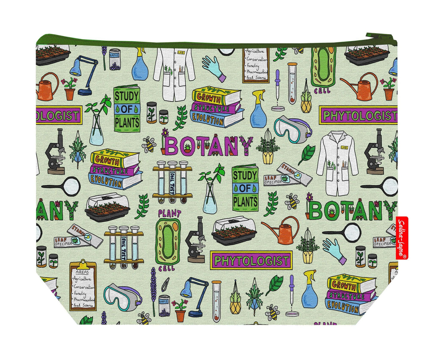 Premium botanist-themed wash bag with durable polyester and washable lining, perfect plant lover gift