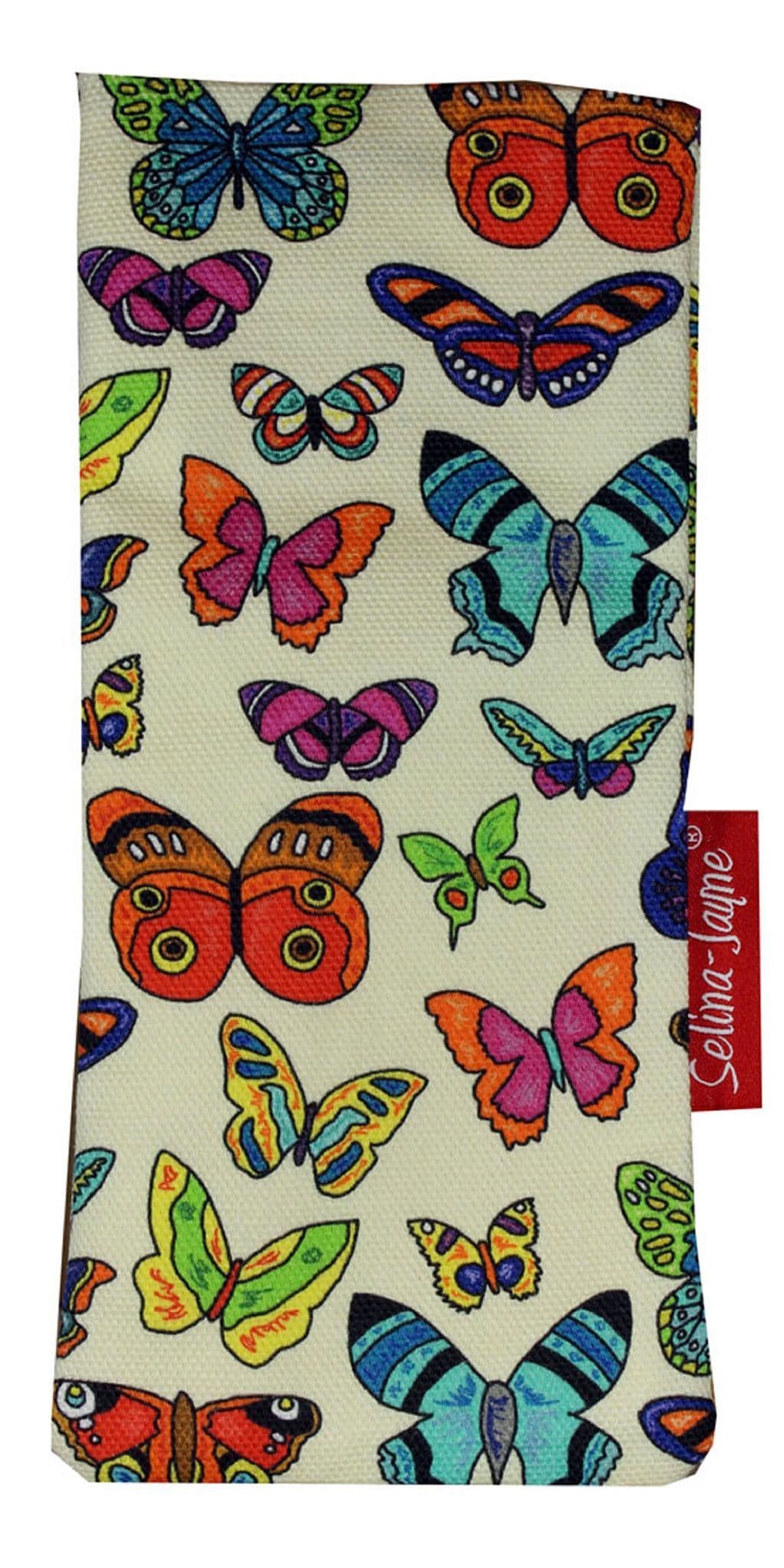 Premium butterfly soft glasses case — vibrant print, colour-coordinated fastener by Selina-Jayne
