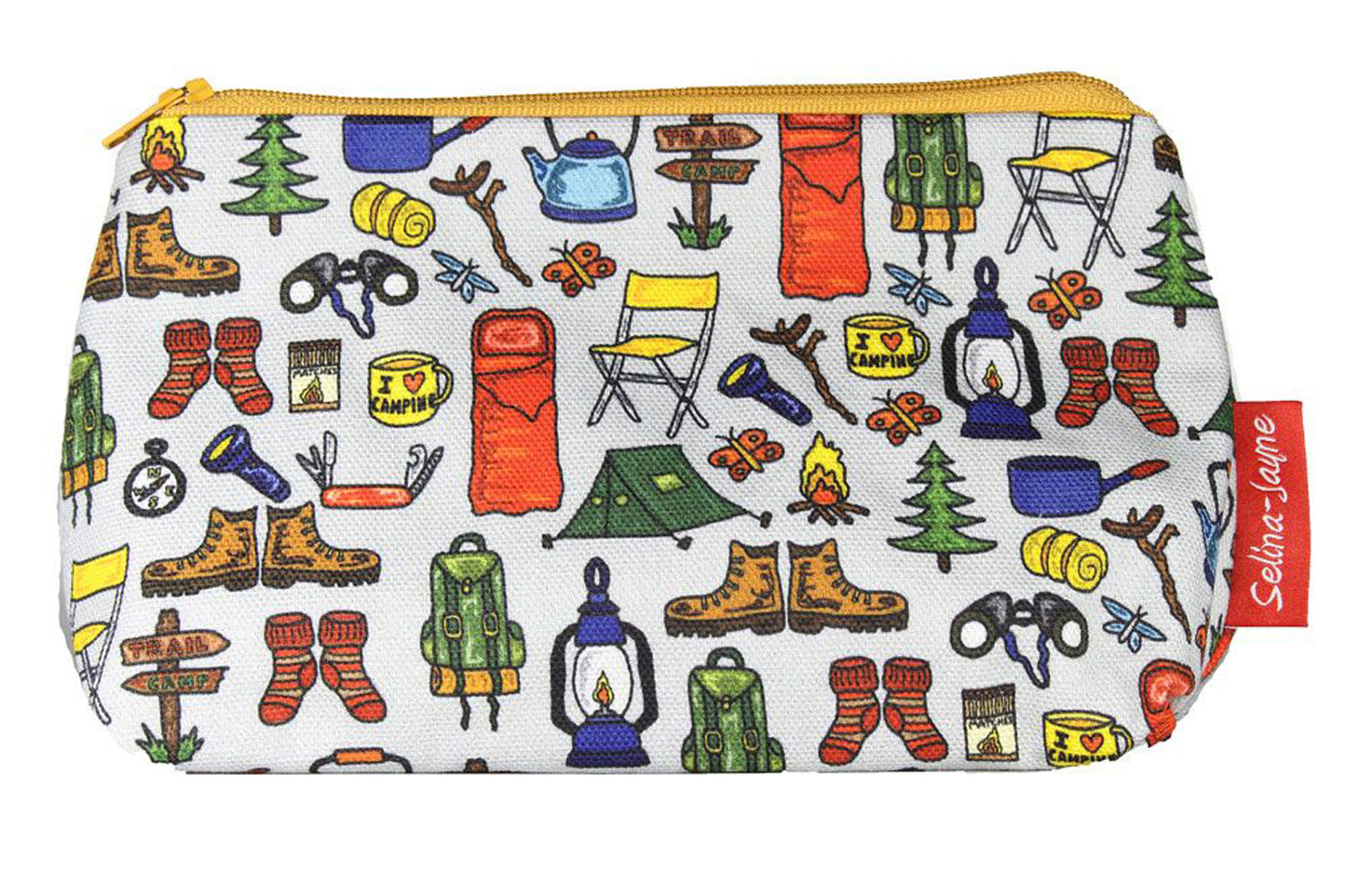 Premium Camping makeup bag showing HD print quality and compact 17.5cm design, perfect gift for outdoor lovers and camping enthusiasts