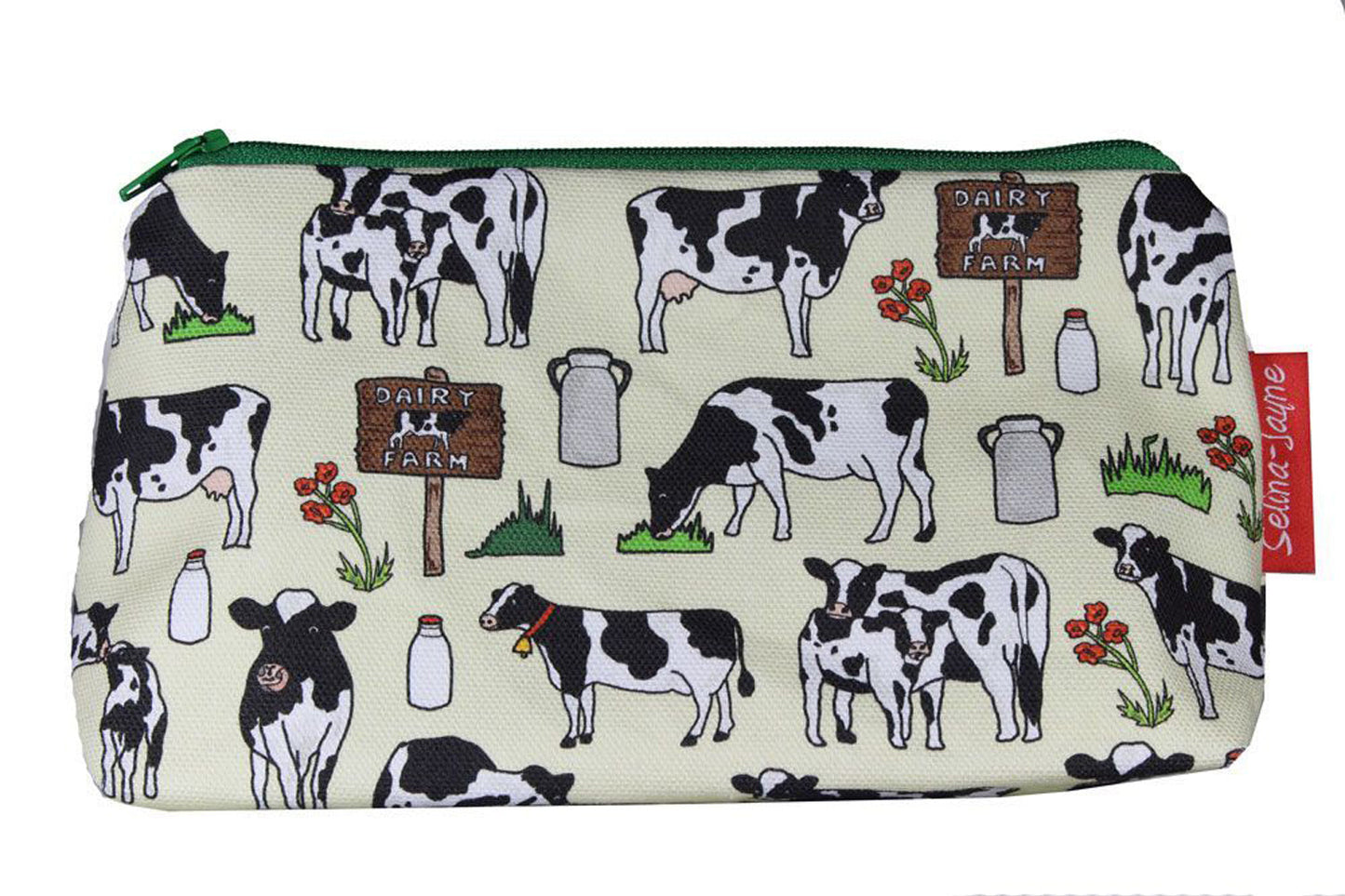 Selina-Jayne cow lover makeup bag with wipe-clean lining