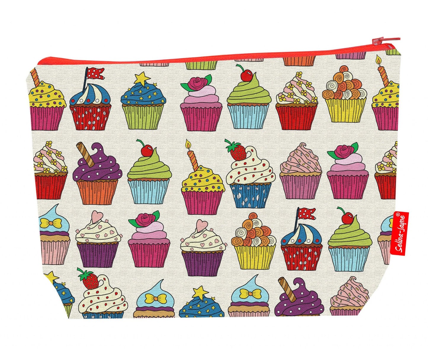Cupcakes wash bag interior detail - wipe-clean lining and durable polyester construction
