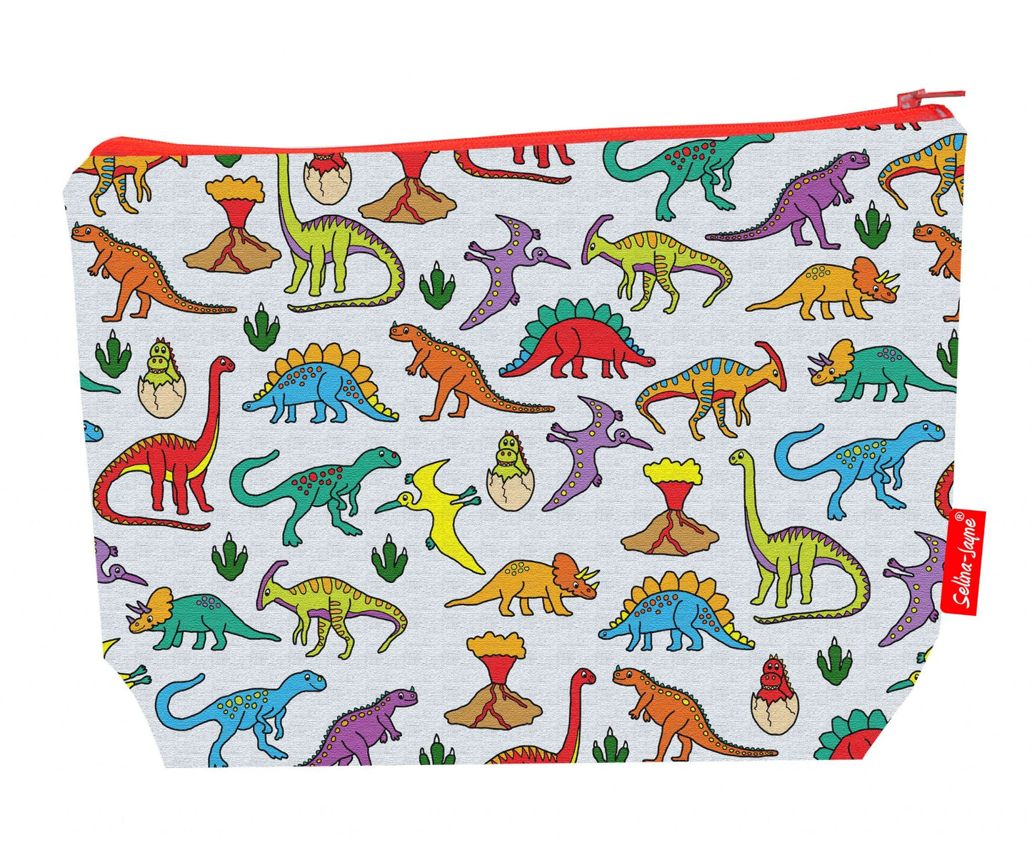 Premium 29cm dinosaur wash bag with washable lining and durable polyester construction