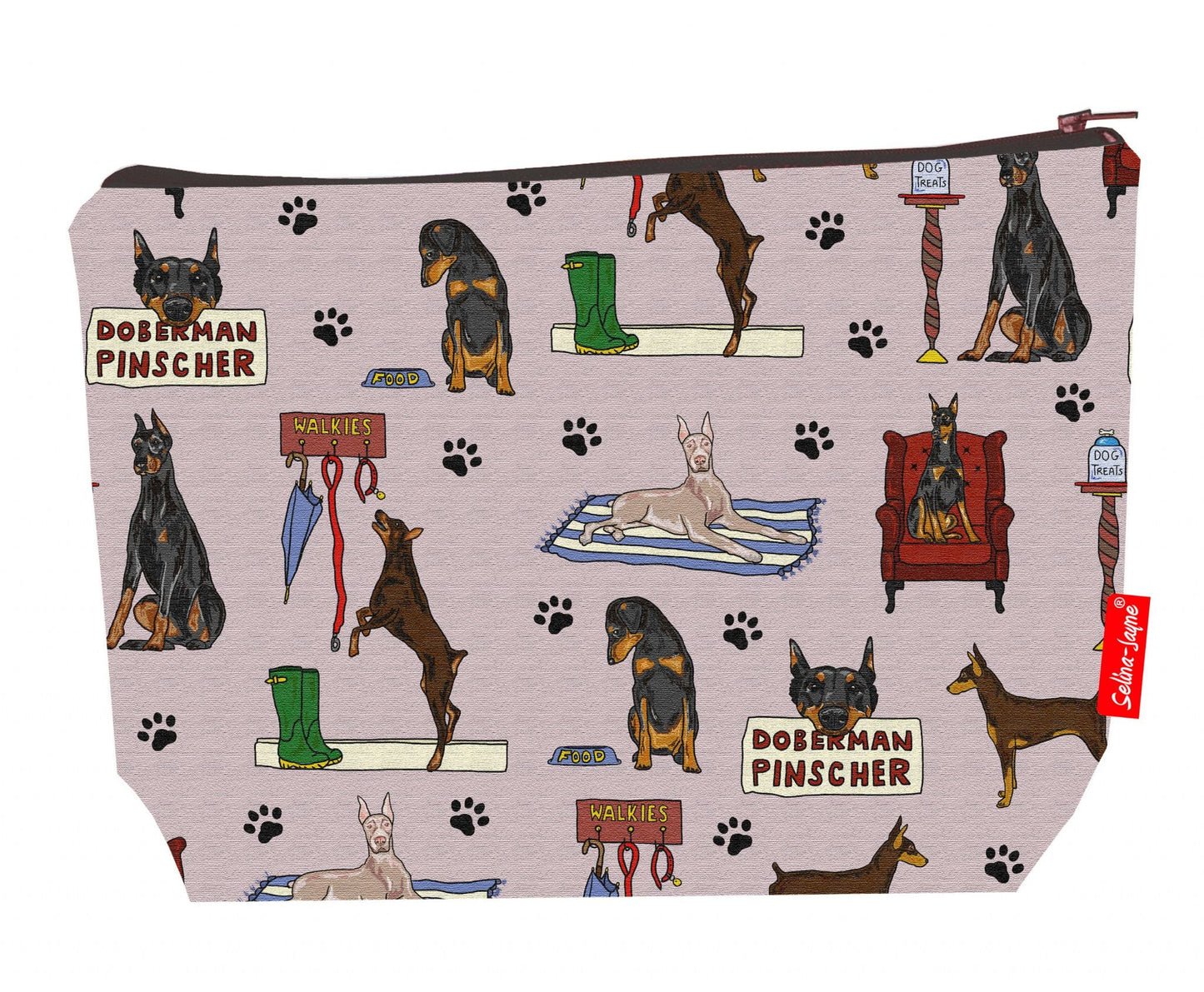 Premium 29cm Doberman wash bag with washable lining and durable polyester construction