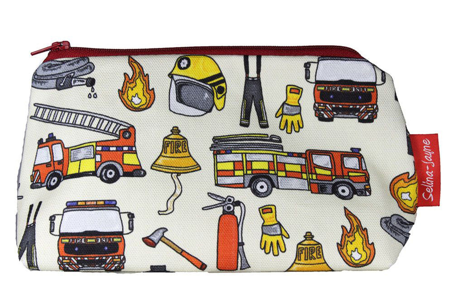 Premium Firemen makeup bag featuring wipe-clean lining and colourfast HD print, perfect gift for firefighters