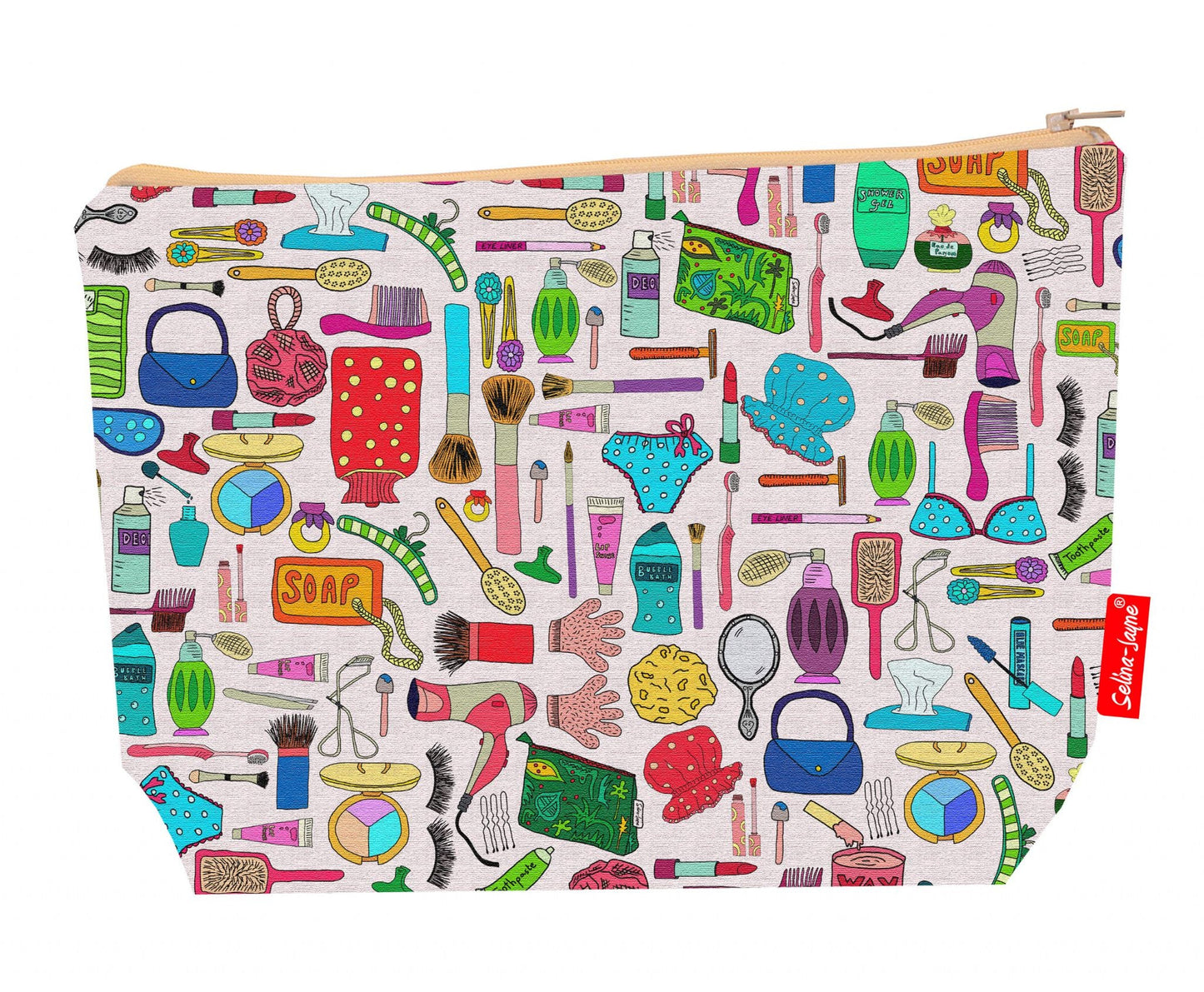 Premium girly wash bag with practical 29cm size and vibrant HD print