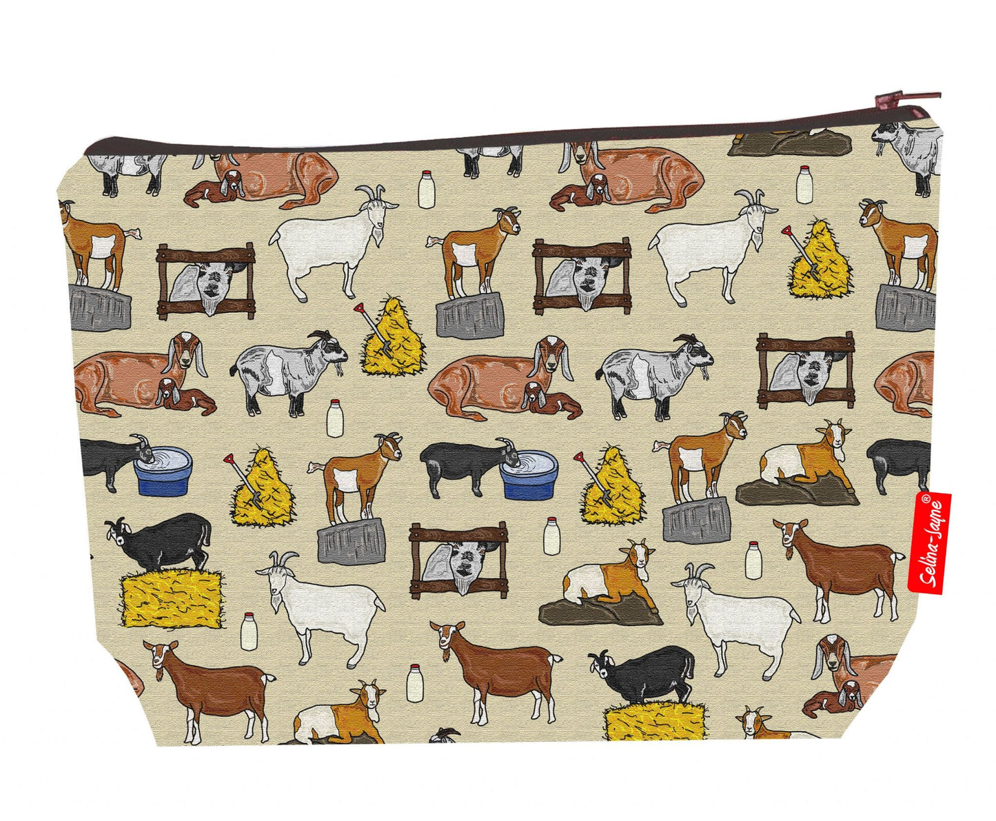 Premium goats wash bag with practical 29cm size and vibrant HD print
