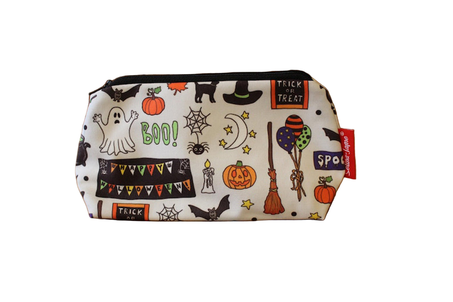 Premium Halloween makeup bag featuring wipe-clean lining and colourfast HD print, perfect spooky gift