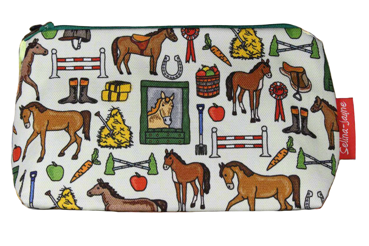 Premium Horses makeup bag featuring wipe-clean lining and colourfast HD print, perfect equestrian gift