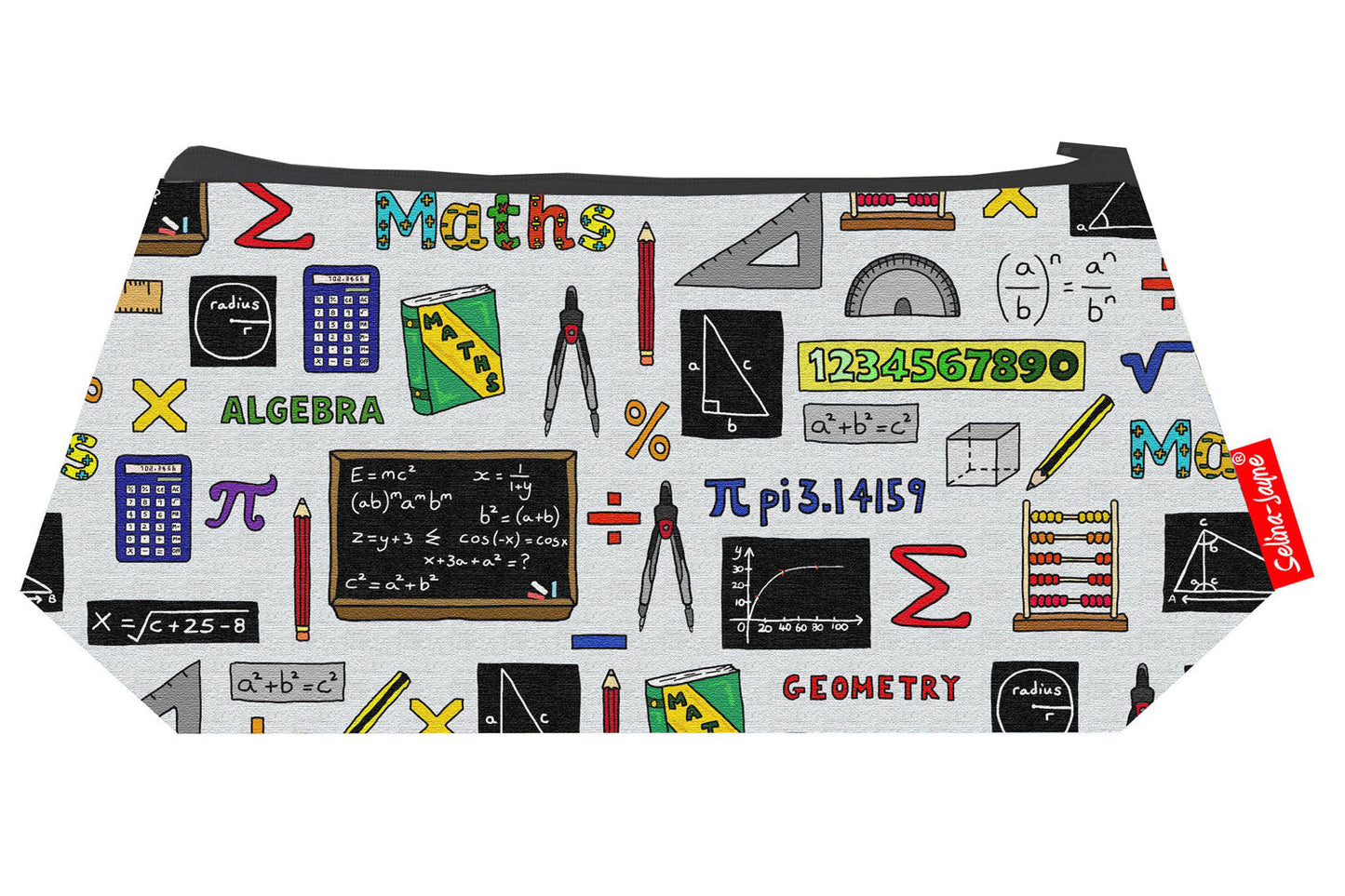 Compact mathematician cosmetic bag perfect for math teachers and students, featuring colourfast print and easy-care design