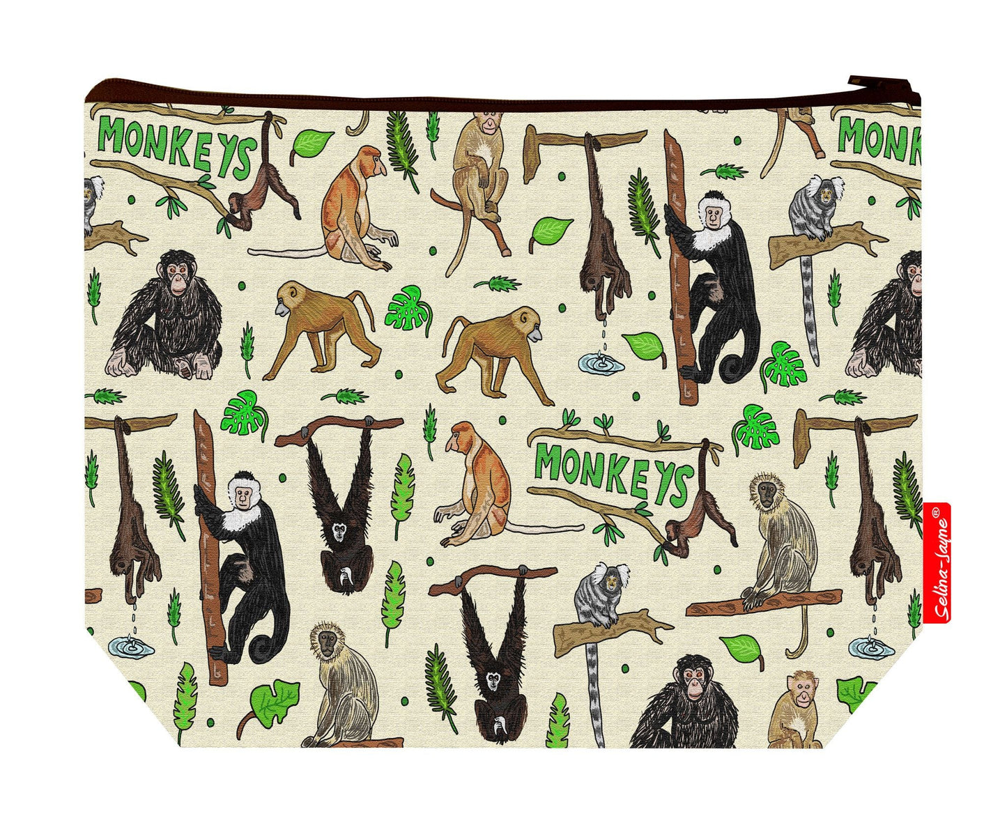 Premium 29cm wash bag with monkey design, perfect for wildlife and animal lovers