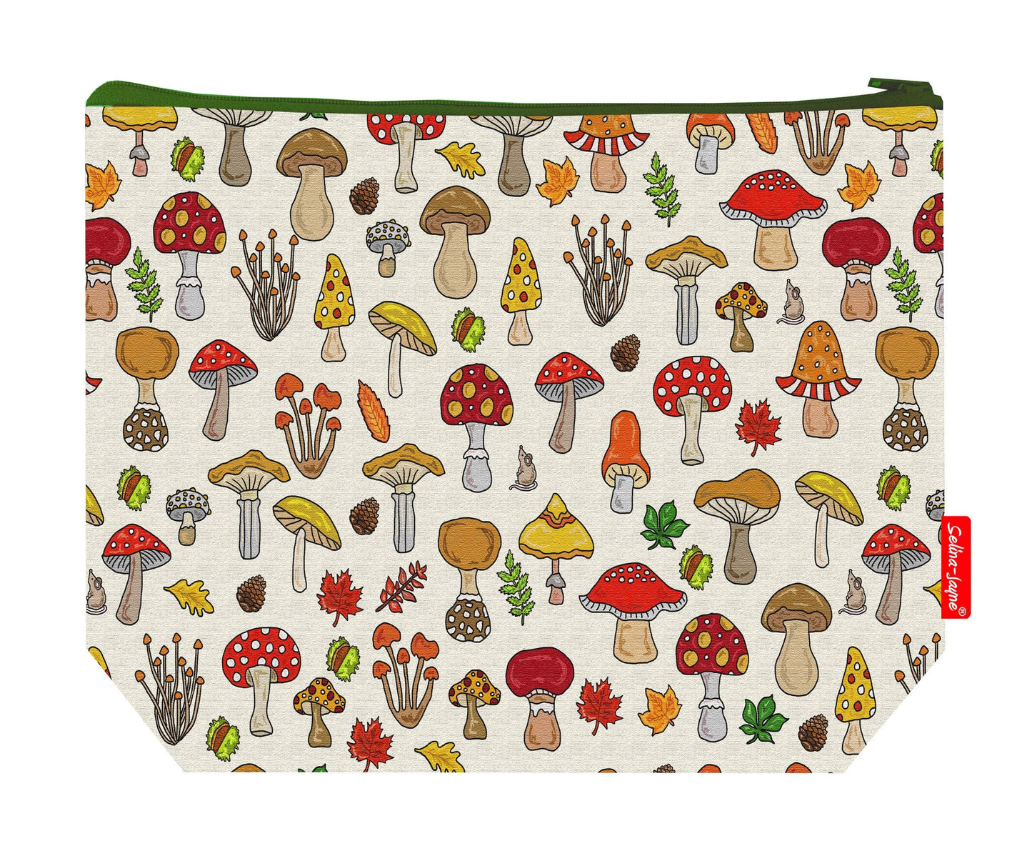 Premium 29cm wash bag with mushroom design, perfect for nature lovers and foragers