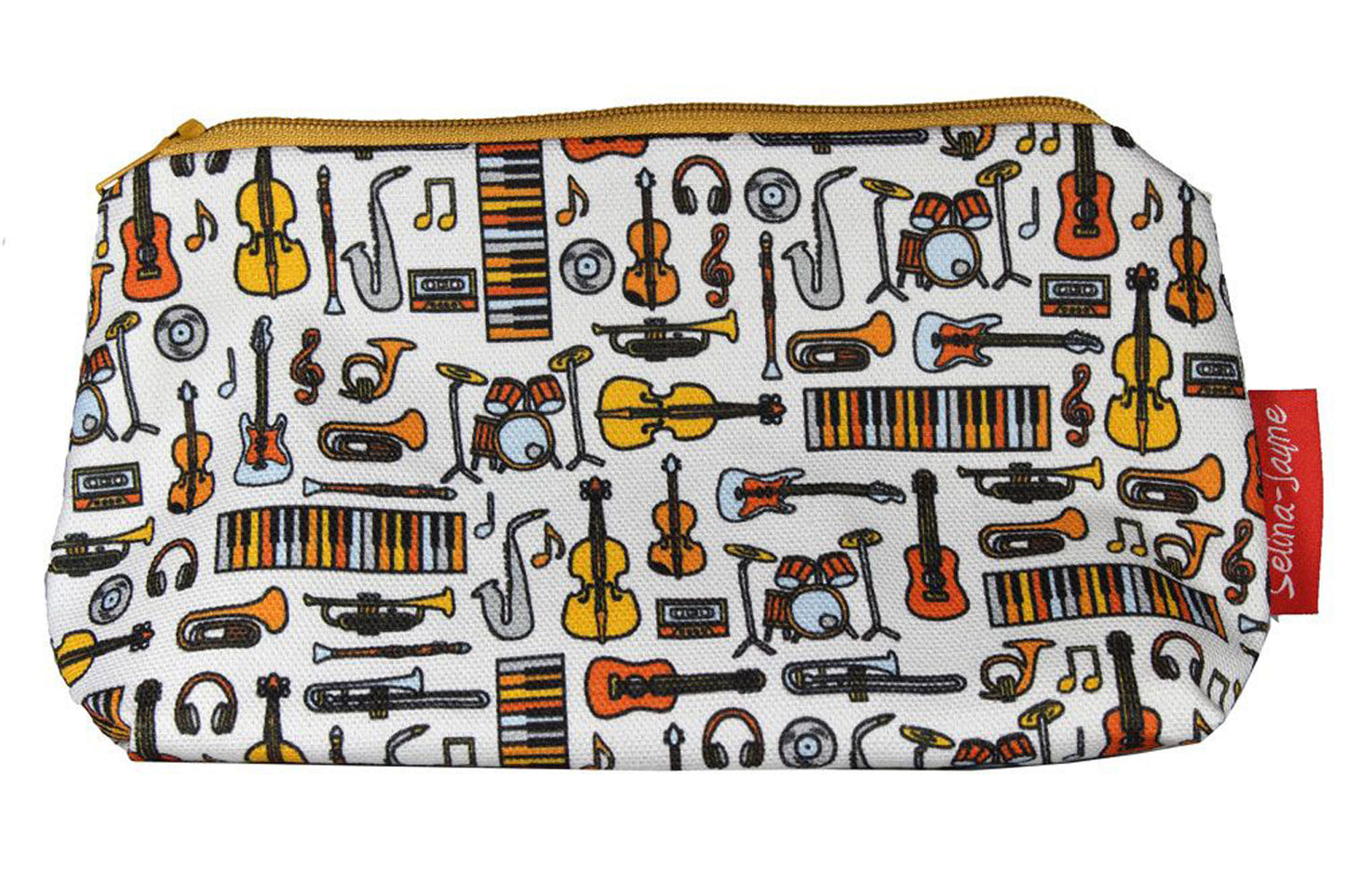 Compact Music makeup bag with wipe-clean lining, perfect gift for musicians and music lovers