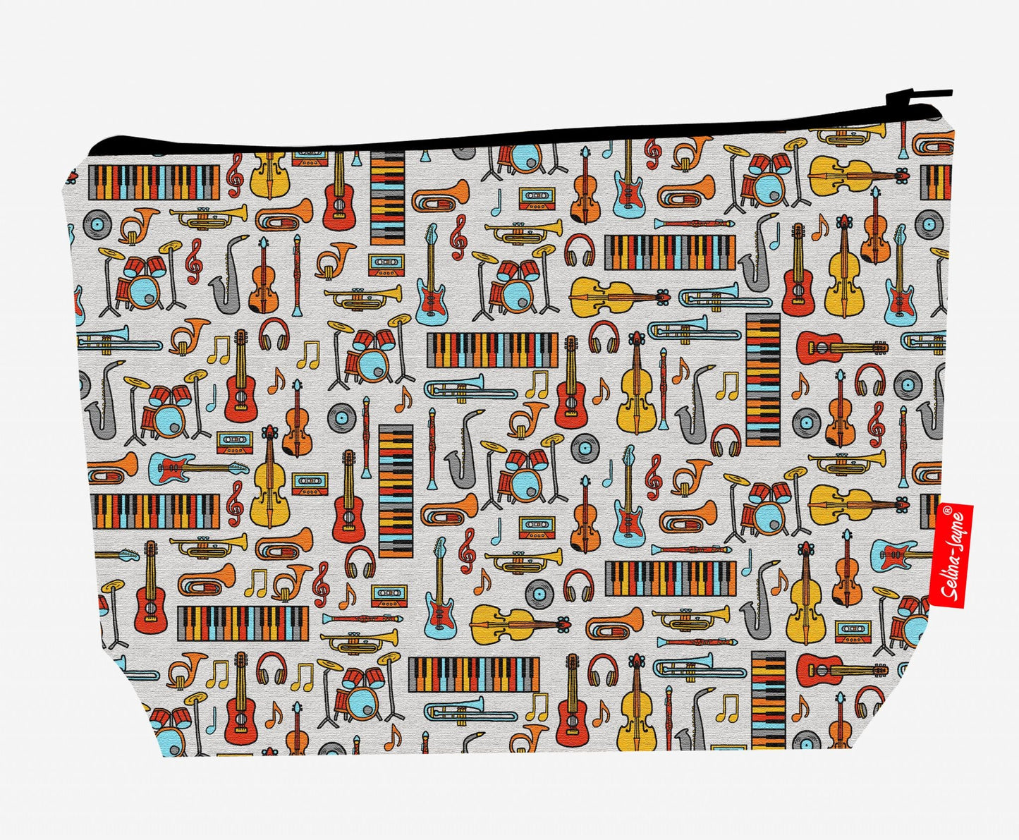 Premium 29cm wash bag with musical design, perfect for musicians and music lovers