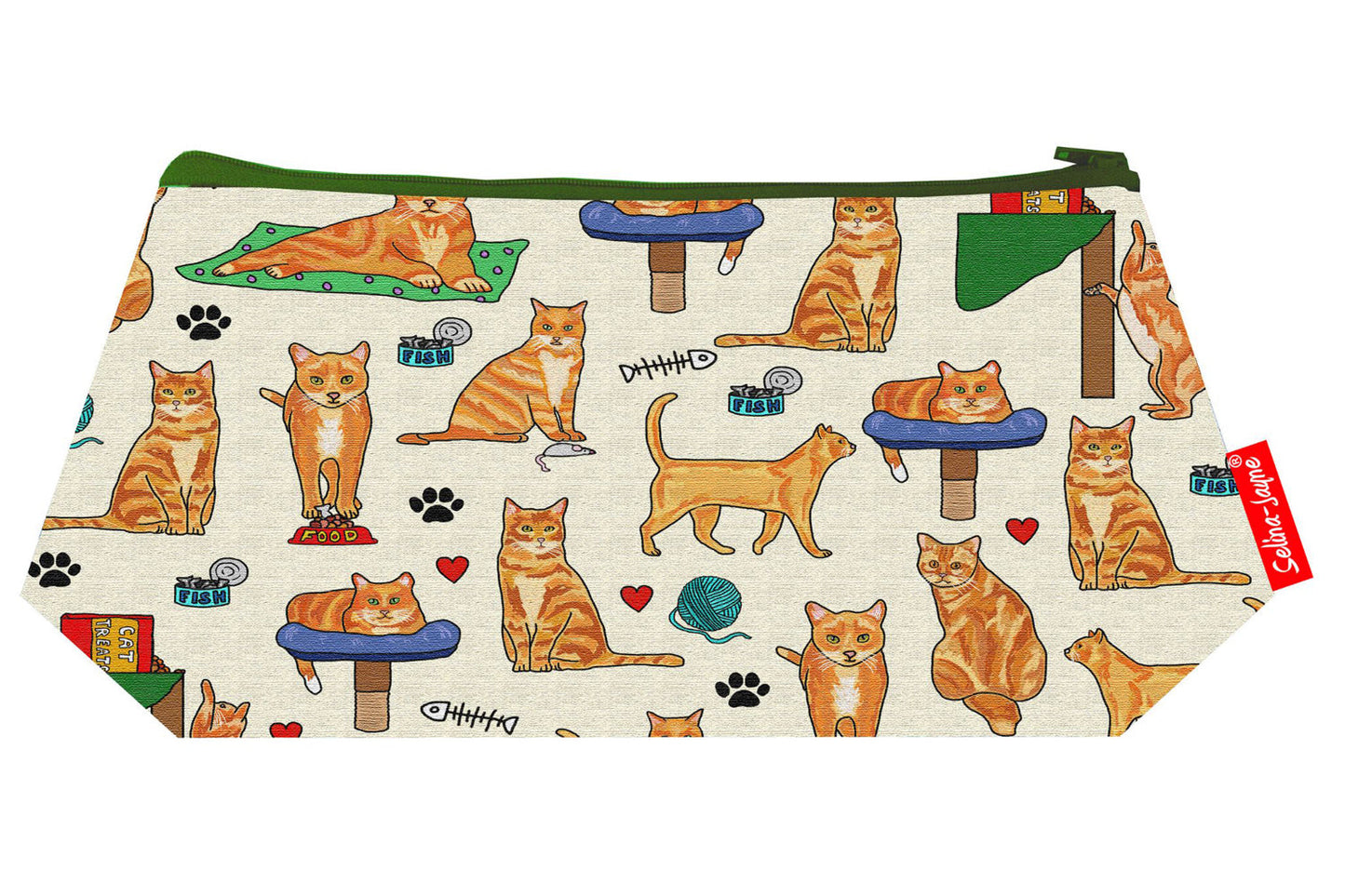 Red Ginger Cats cosmetic bag by Selina-Jayne featuring vibrant ginger cat design with HD print on durable polyester fabric
