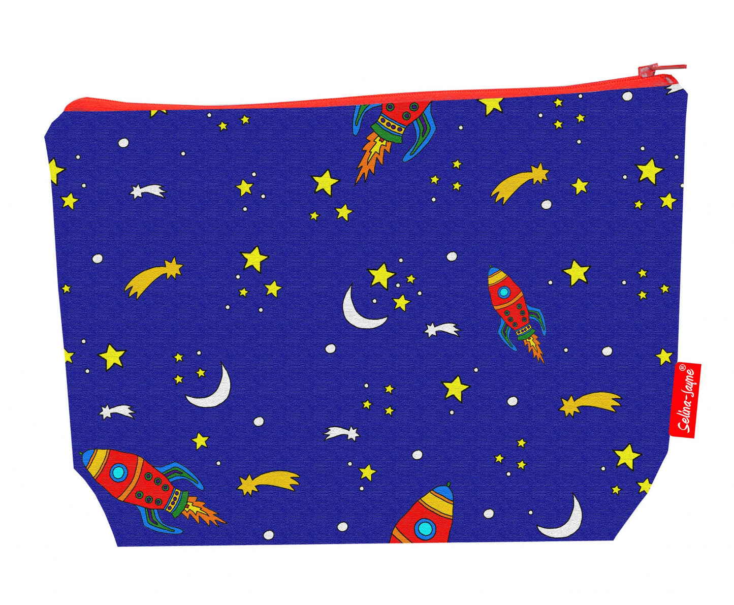 Premium space lover wash bag featuring rocket design - practical 29cm travel size