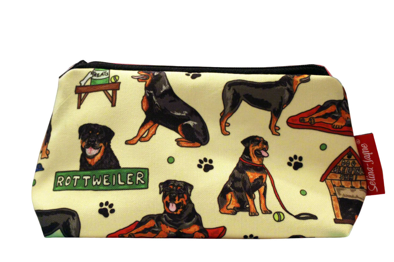 Rottweiler Dog cosmetic bag by Selina-Jayne featuring vibrant Rottie lover design with HD print on durable polyester fabric