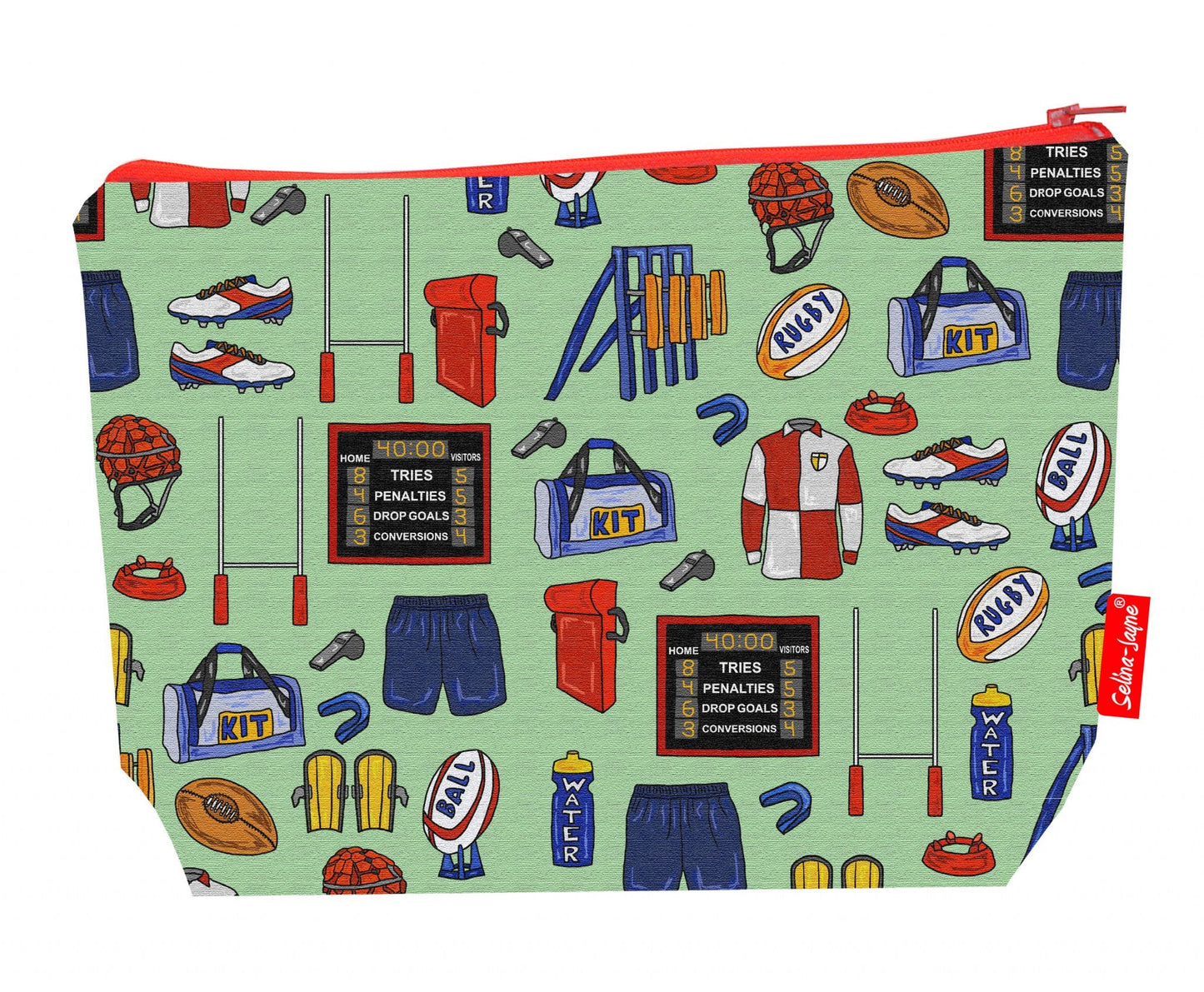 Premium sports lover wash bag featuring rugby design - practical 29cm travel size