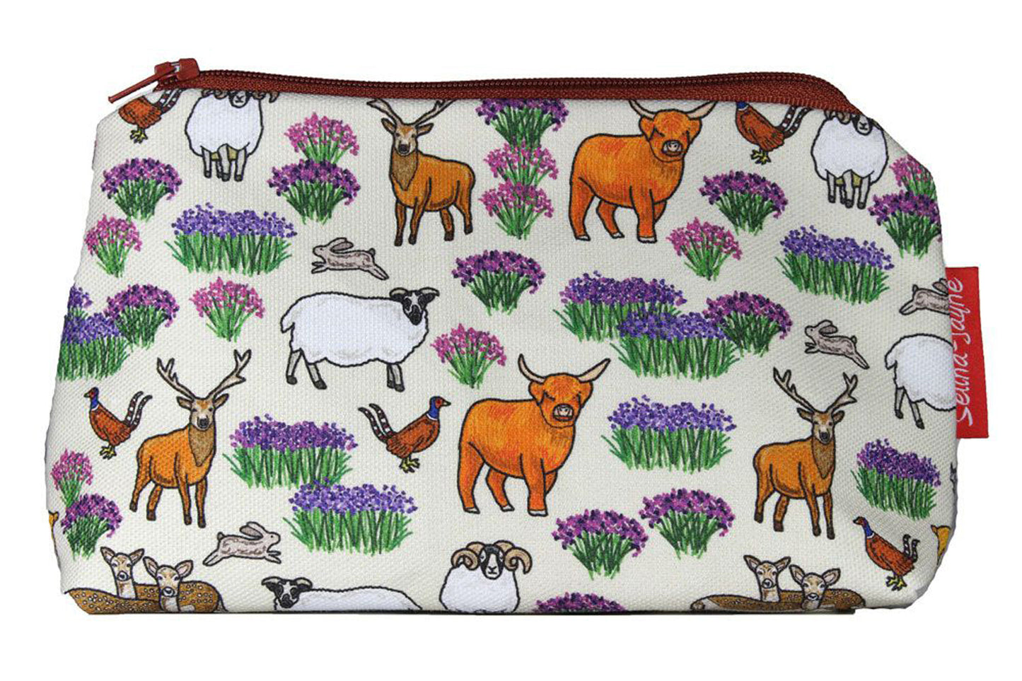 Scottish Highlands cosmetic bag by Selina-Jayne featuring vibrant Scotland scenery design with HD print on durable polyester fabric