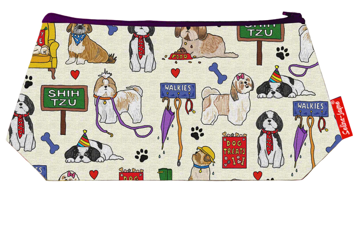 Shih Tzu Dog cosmetic bag by Selina-Jayne featuring vibrant Shih Tzu lover design with HD print on durable polyester fabric