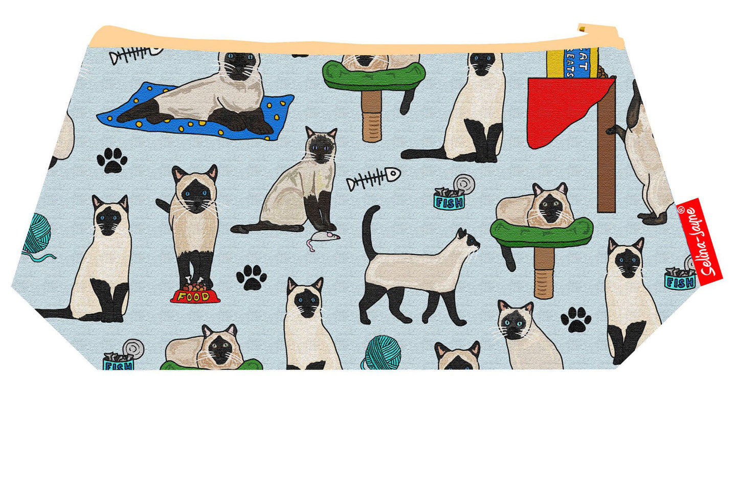 Siamese Cats cosmetic bag by Selina-Jayne featuring vibrant Siamese cat lover design with HD print on durable polyester fabric