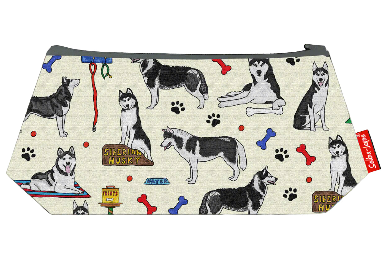 Siberian Husky Dog cosmetic bag by Selina-Jayne featuring vibrant Husky lover design with HD print on durable polyester fabric