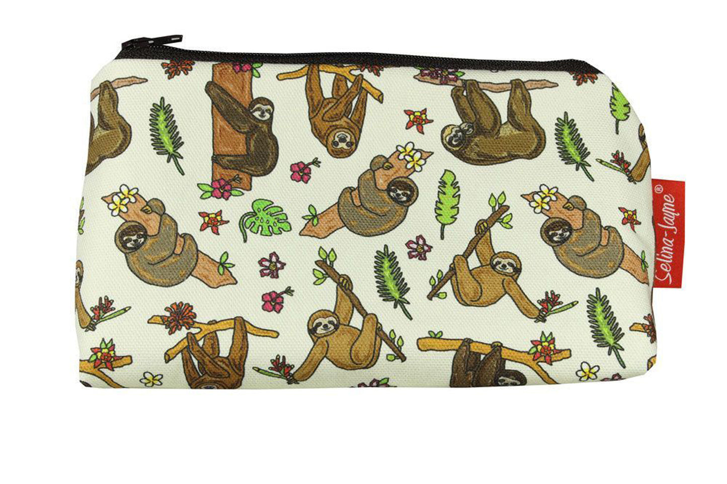 Sloth cosmetic bag by Selina-Jayne featuring vibrant sloth lover design with HD print on durable polyester fabric