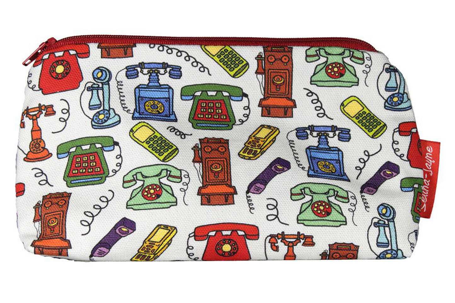 Telephone cosmetic bag by Selina-Jayne featuring vintage retro phone design with vibrant HD print on premium polyester fabric