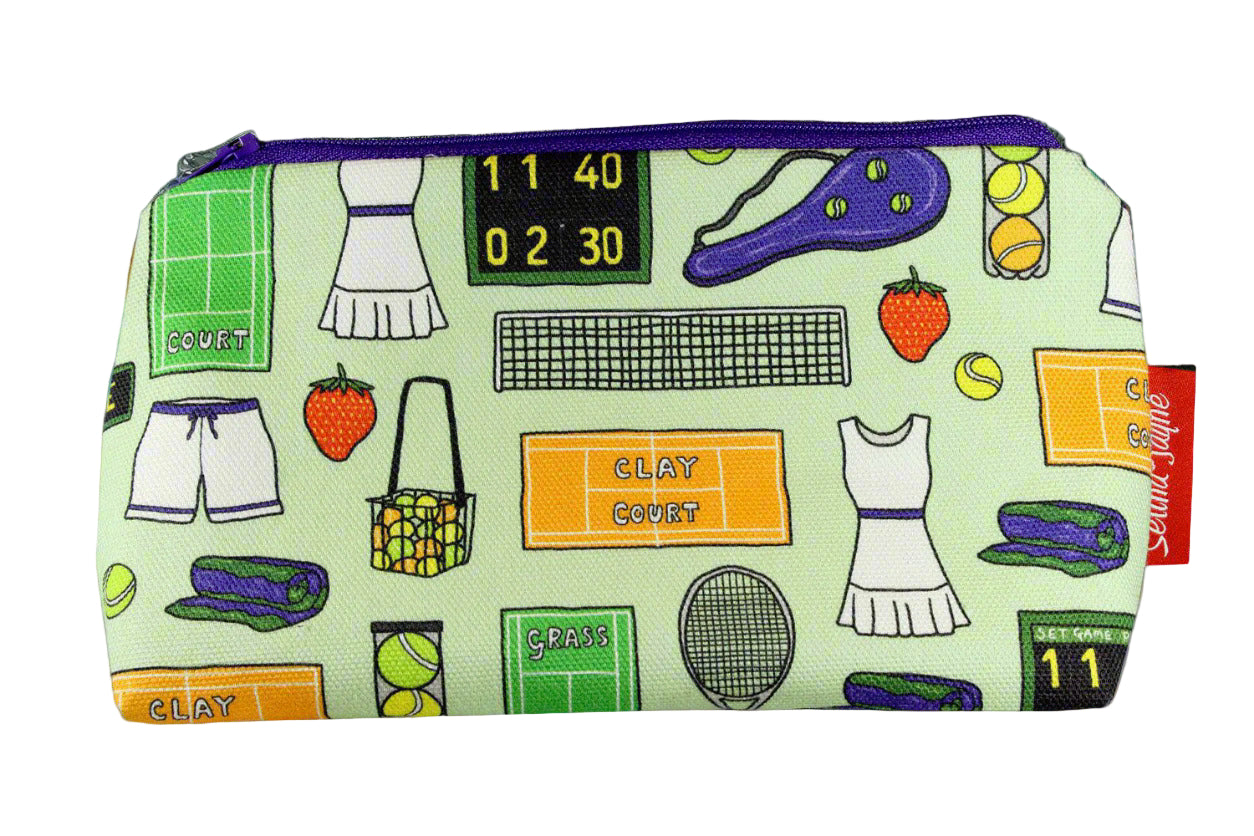 Tennis cosmetic bag by Selina-Jayne featuring sports racket design with vibrant HD print on premium polyester fabric