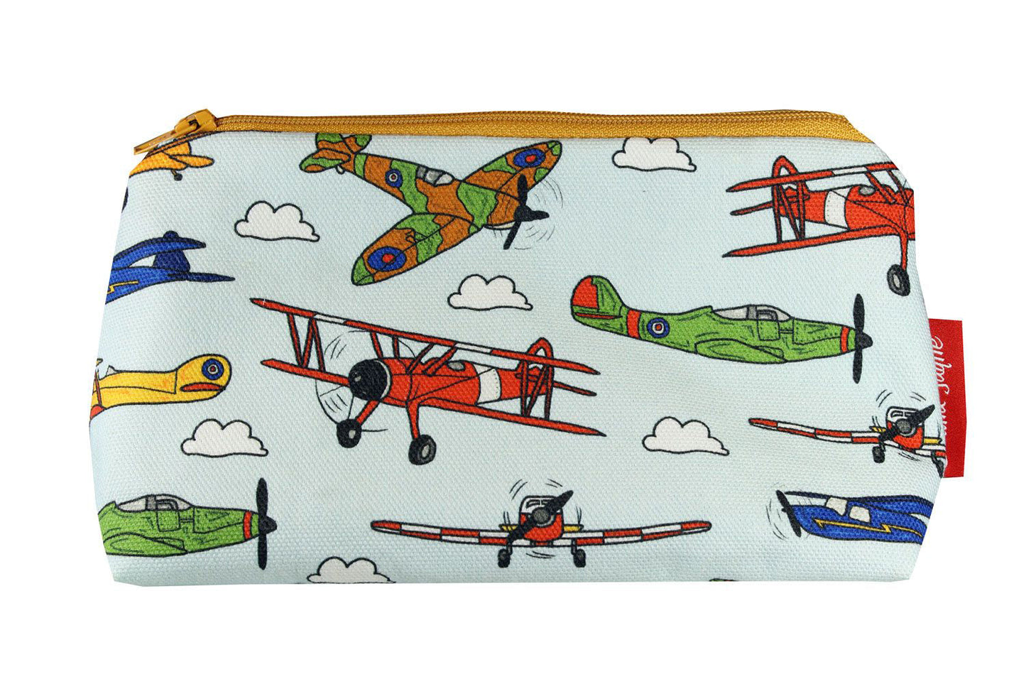 Vintage Airplanes cosmetic bag by Selina-Jayne featuring retro aviation aircraft design with vibrant HD print on premium polyester fabric