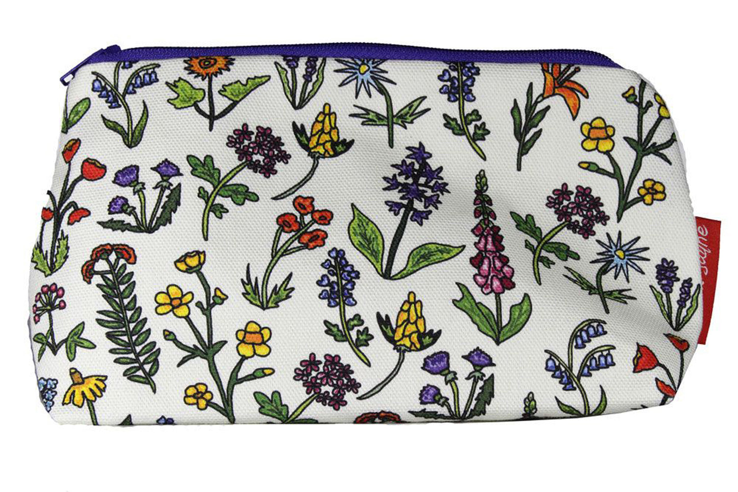 Wild Flowers cosmetic bag by Selina-Jayne featuring vibrant botanical wildflower design on premium polyester with wipe-clean lining