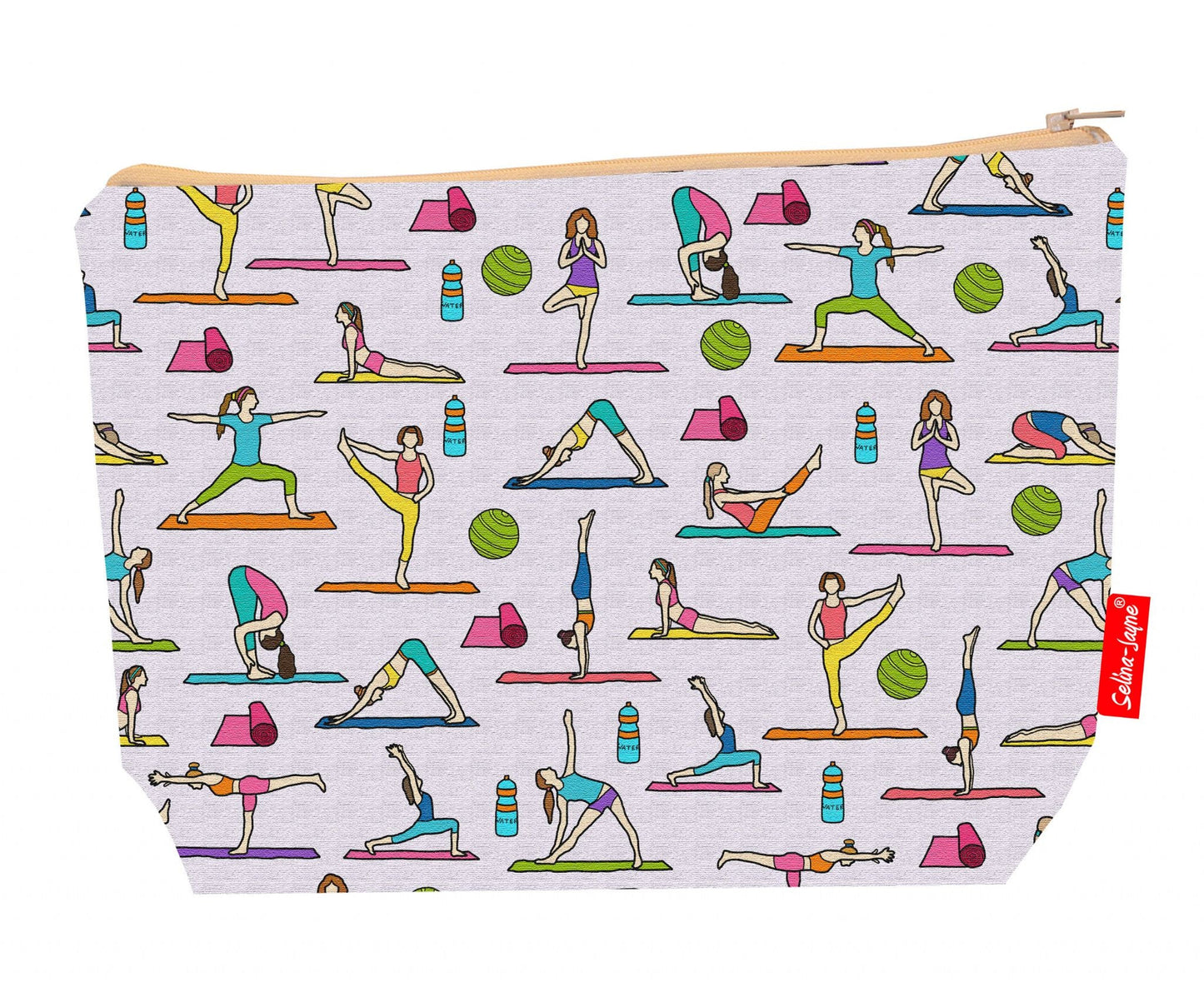 Premium wellness wash bag with vibrant HD yoga design, perfect for studio and travel use