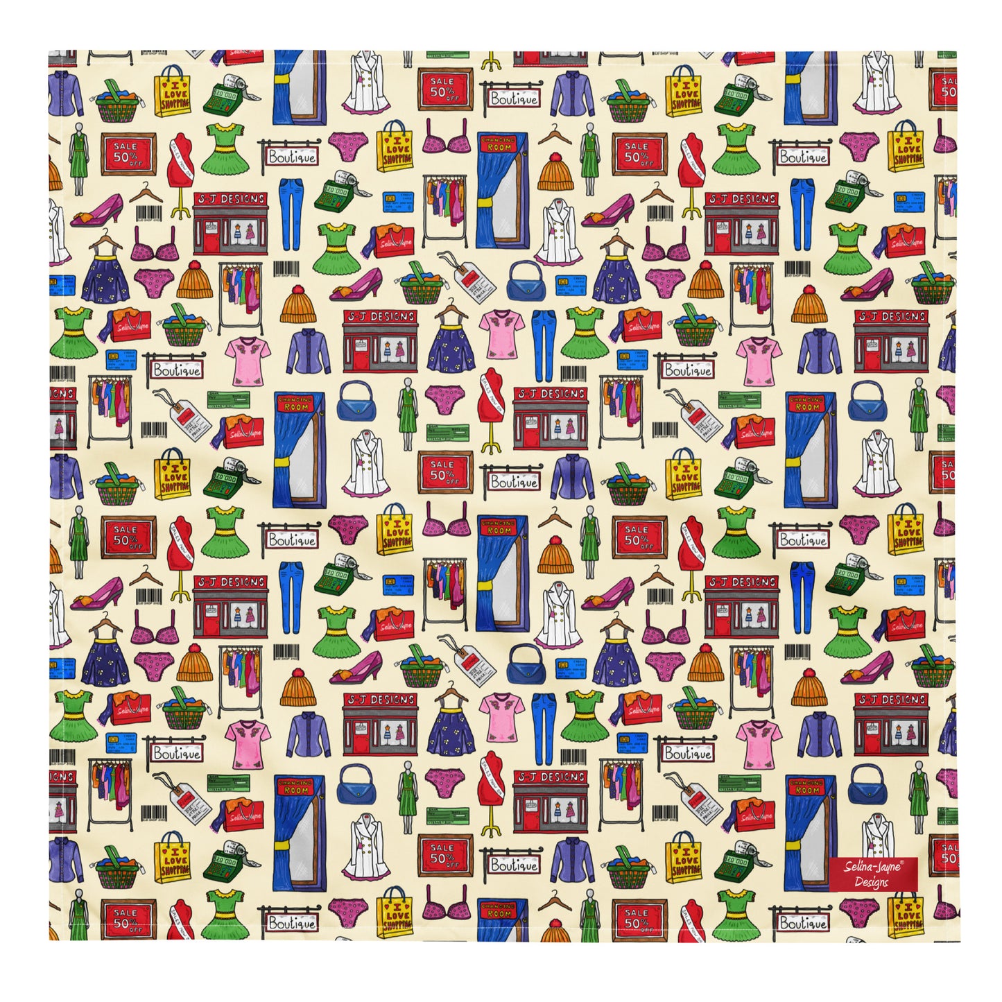 Shopaholic All-over Print Bandana by Selina-Jayne