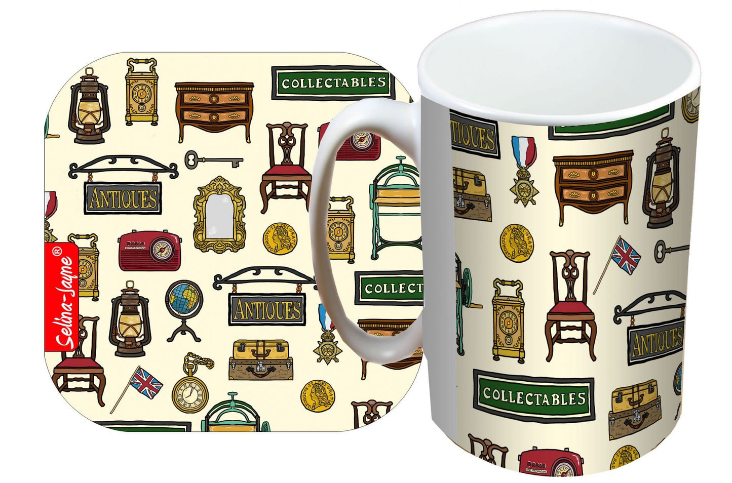 Antiques Mug and Coaster Gift Set by Selina-Jayne