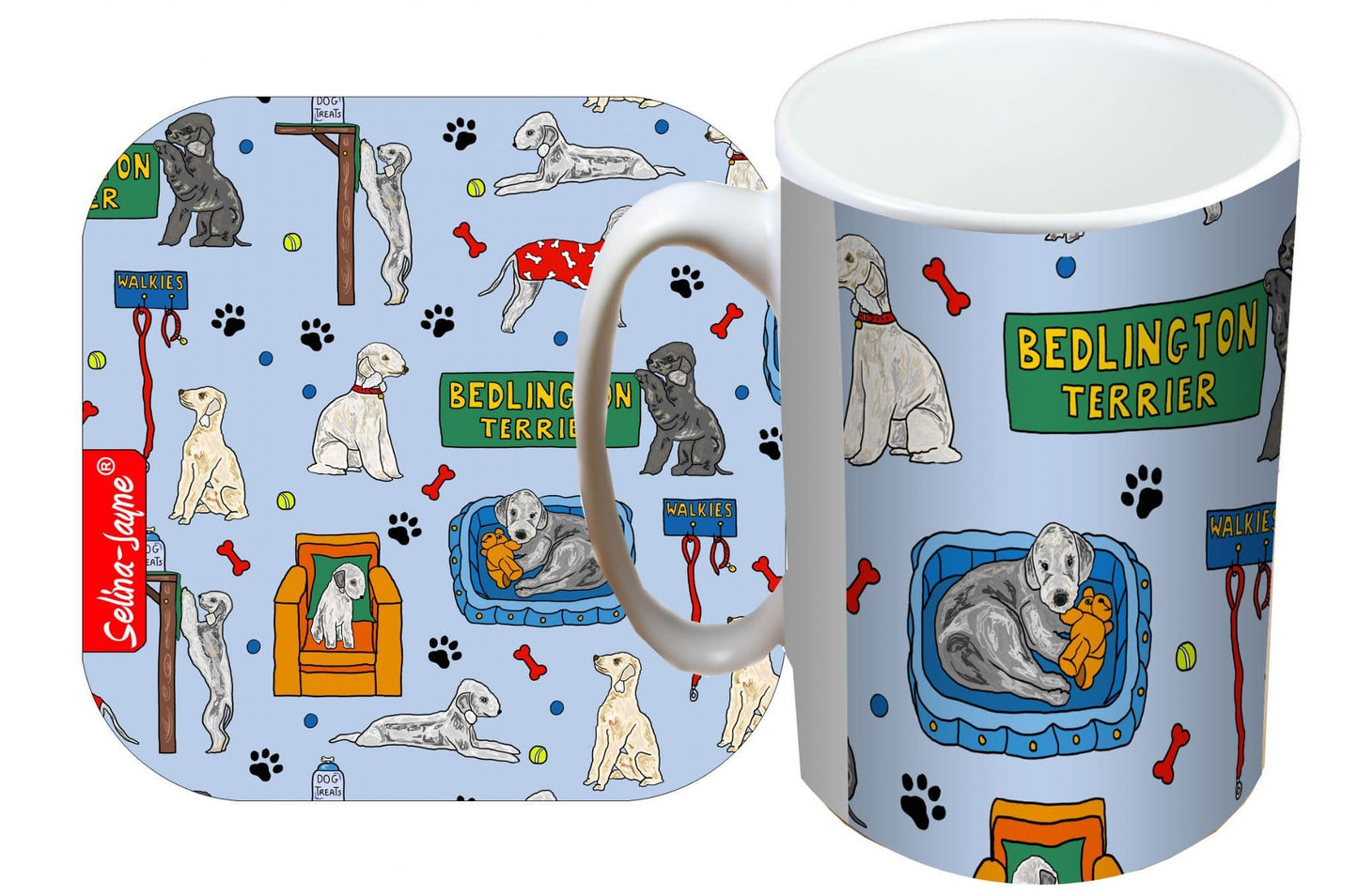 Bedlington Terrier Dog Mug and Coaster Gift Set by Selina-Jayne