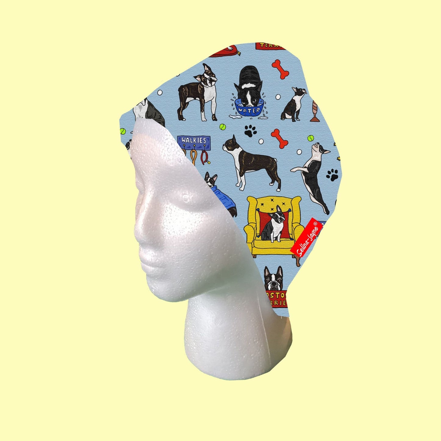 Boston Terrier Dog Scrub Cap by Selina-Jayne