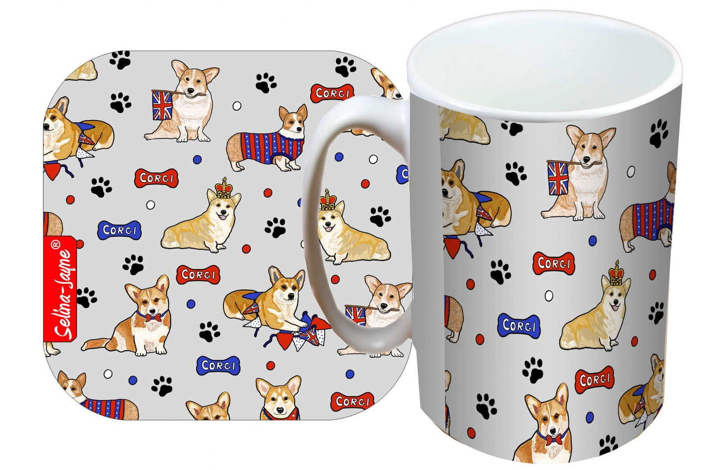 Corgi Dogs Mug and Coaster Gift Set by Selina-Jayne