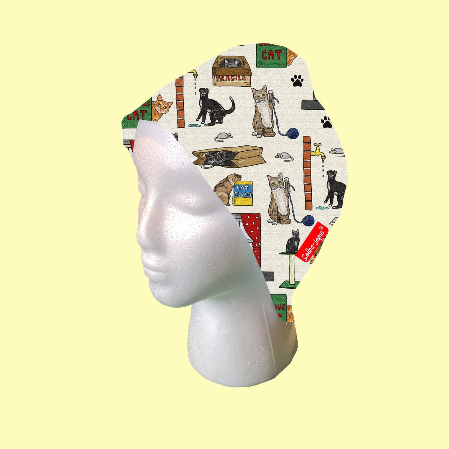 Curious Cats Scrub Cap by Selina-Jayne