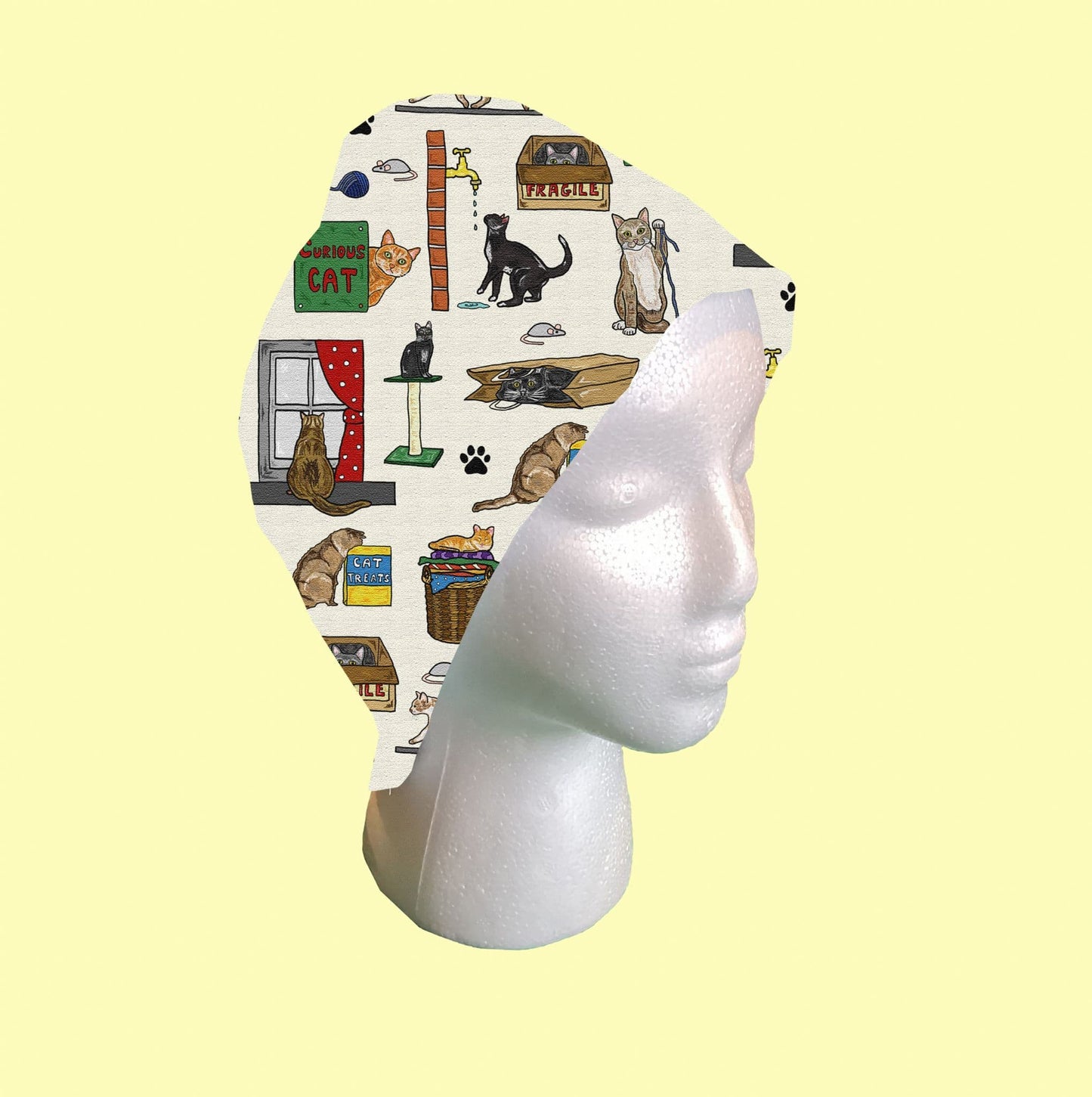 Curious Cats Scrub Cap by Selina-Jayne