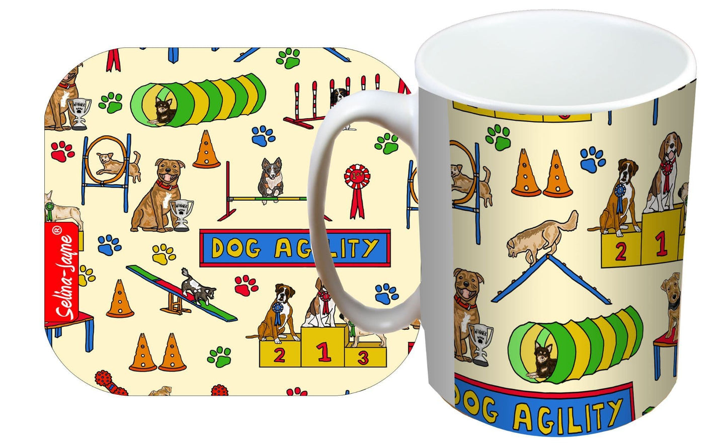 Dog Agility Mug and Coaster Gift Set by Selina-Jayne