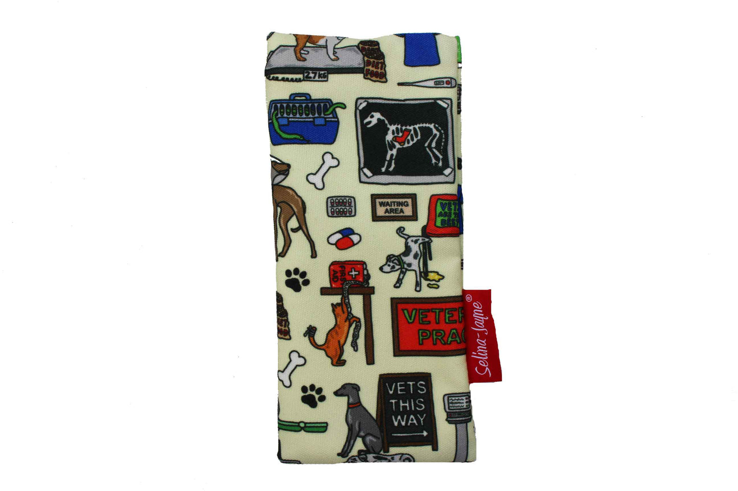Glasses Case with veterinary-themed design on a white background