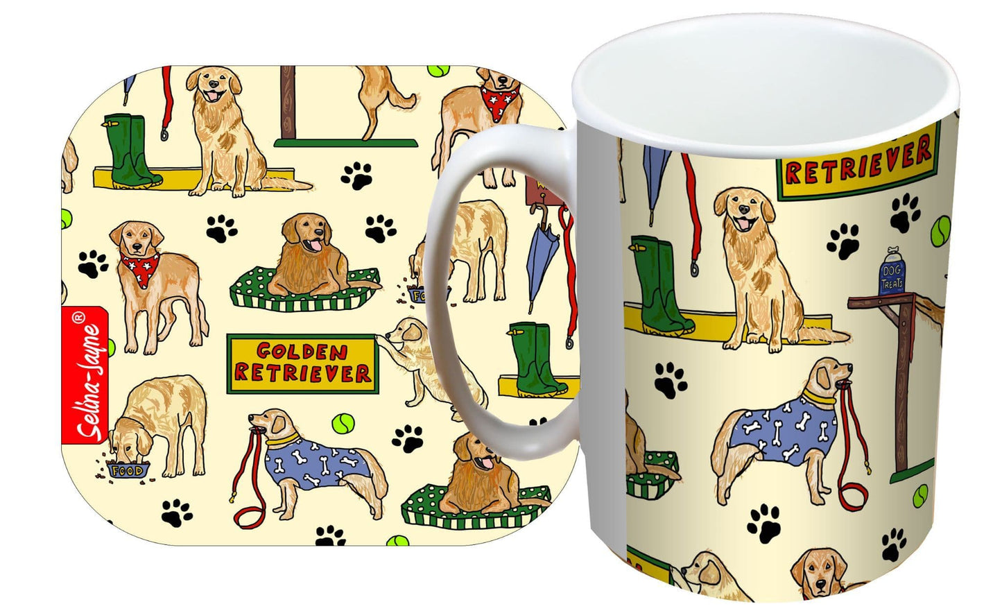 Golden Retriever Mug and Coaster Gift Set by Selina-Jayne