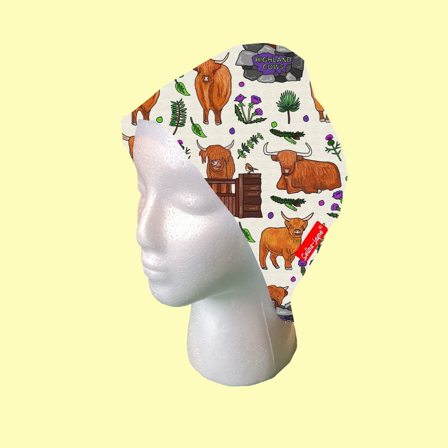Highland Cows Scrub Cap by Selina-Jayne